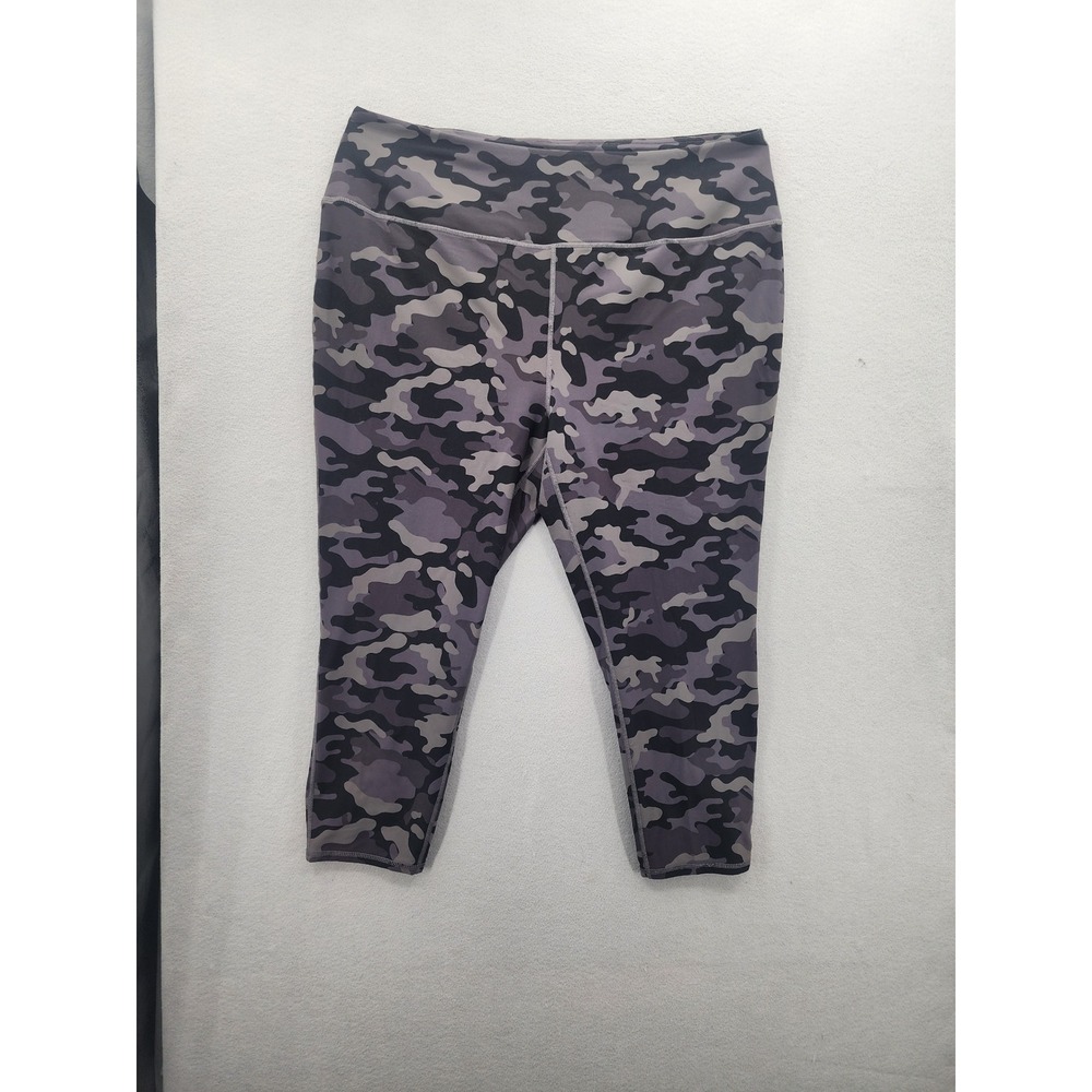 Torrid Active Camo Leggings Plus Size 4 Gray Lattice Lace Up Crop Athletic Pants